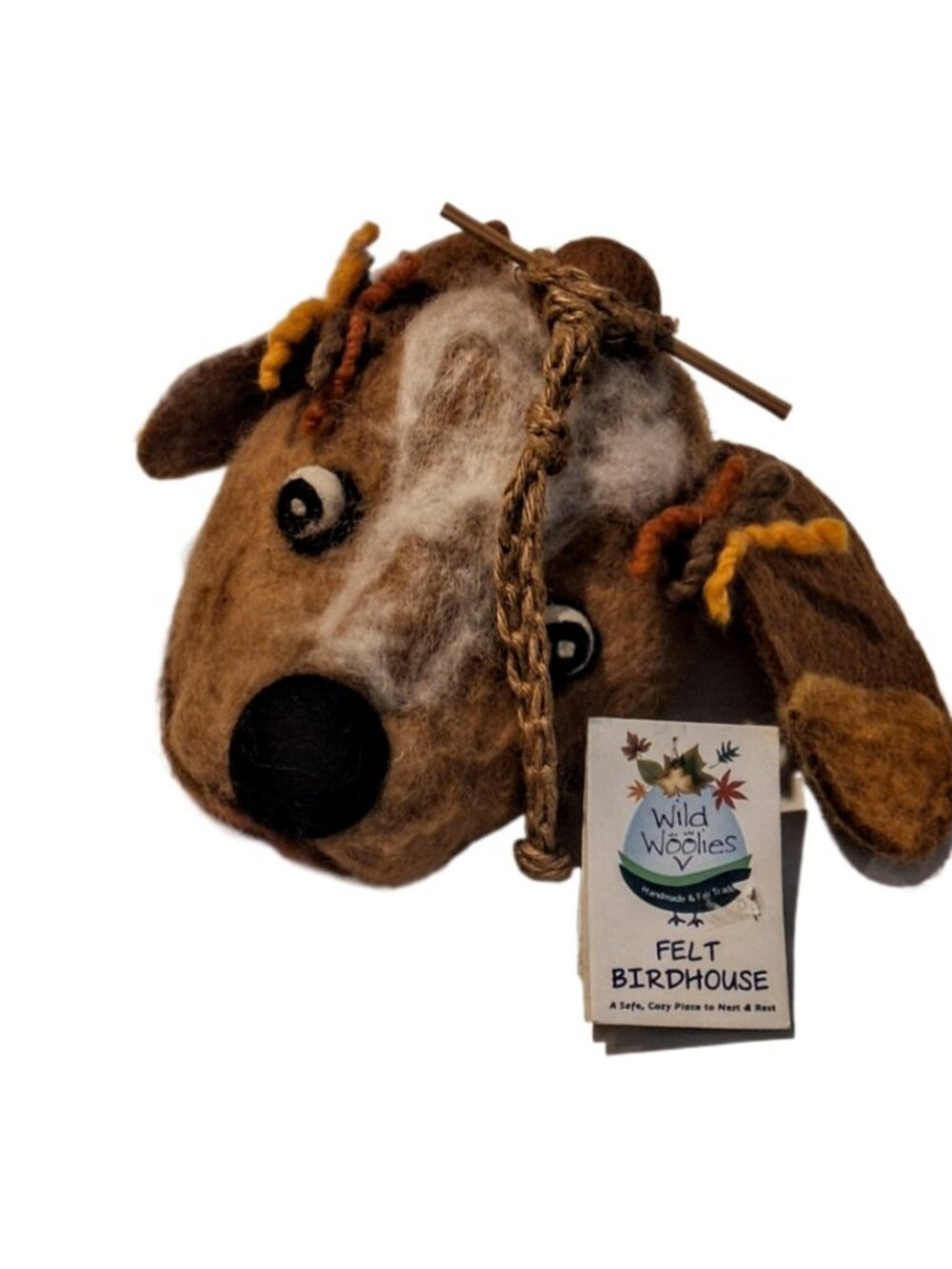 Wild Woolies Handmade Puppy Dog Shaped Wool Birdhouse NWT